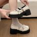 Women's Black Patent Leather Thick-Soled Mary Jane 6cm Chunky Heel Buckle Strap Bow Lolita Single Shoes_vogvips.com