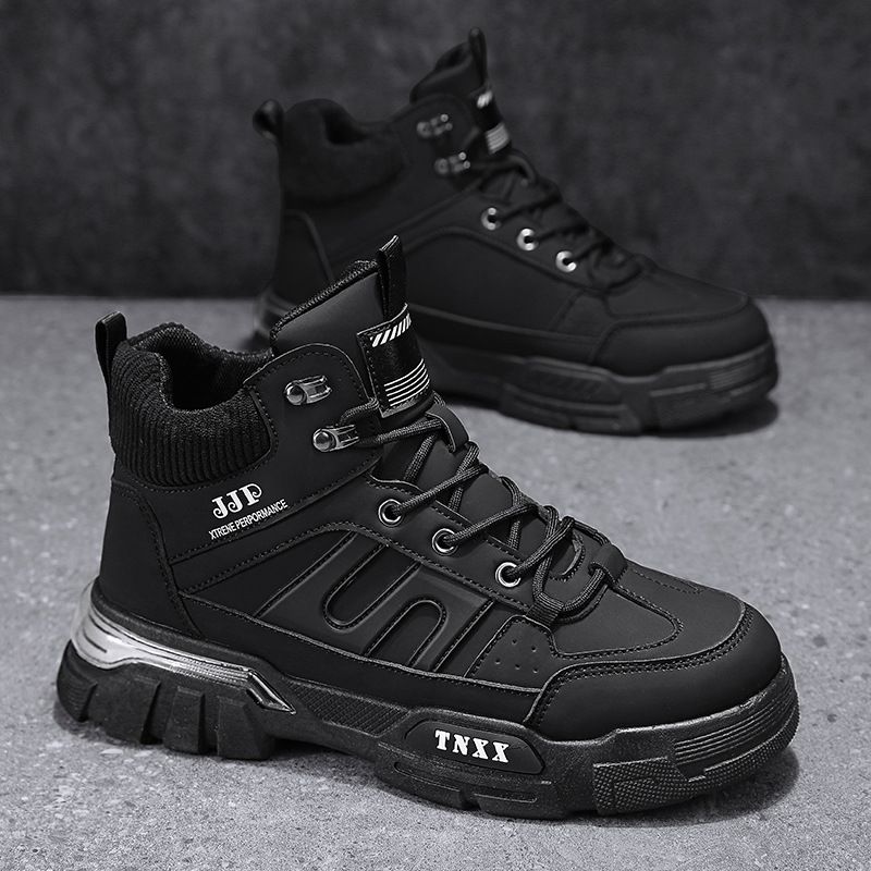European Warm Series Autumn Winter New Leather Fahion Trend Veratile Yellow Martin High Top Outdoor Height Increaing Motorcycle Men'_vogvips.com