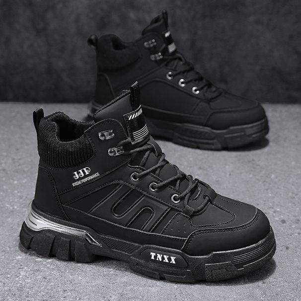 European Warm Series Autumn Winter New Leather Fahion Trend Veratile Yellow Martin High Top Outdoor Height Increaing Motorcycle Men'_vogvips.com
