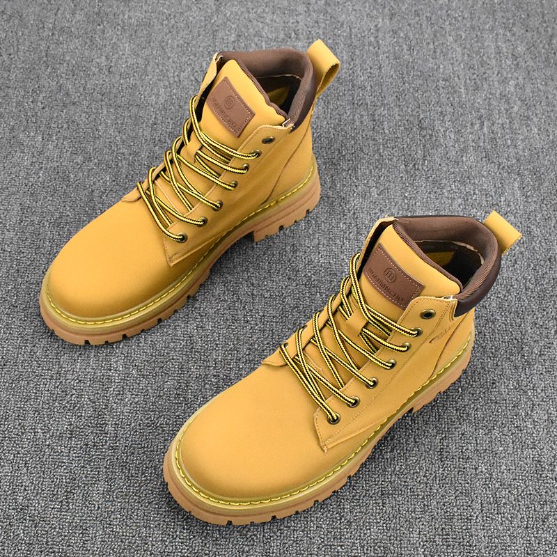 European Warm Series Autumn Winter New Cowhide Martin Men's Shoes Korean Style Trendy Work Wear-resistant Breathable Versatile Pointed Boots_vogvips.com