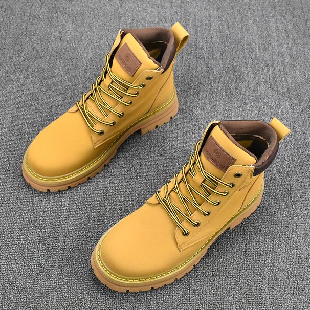 European Warm Series Autumn Winter New Cowhide Martin Men's Shoes Korean Style Trendy Work Wear-resistant Breathable Versatile Pointed Boots_vogvips.com