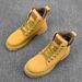 European Warm Series Autumn Winter New Cowhide Martin Men's Shoes Korean Style Trendy Work Wear-resistant Breathable Versatile Pointed Boots_vogvips.com