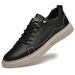 Men's Casual Board Shoes Two-layer Cowhide Hong Kong Style Tide And Breathable Flat-bottomed Men's Small Leather Shoes Elastic Shoes_vogvips.com