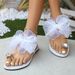 Fashion Mesh Bowknot Flat Heel Women Rhinestone Decor Clip Toe Beach Slippers Woman Plus Size 42 Backless Sandals Female_vogvips.com