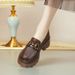 Black Leather Women's Shoes With Patent Leather Platform Sole, Thick Sole, Height-increasing, Chunky Heel, Work Shoes, Large Size_vogvips.com