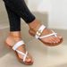 Cross-Border Trade Large Size Toe Clip Sandals For Women, European And American Style, Metal Belt Buckle, Flat Heel,_vogvips.com