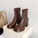 French Style Short Boots For Women, Chunky Heel, Waterproof Platform, Back Zipper, 2024 New Korean Version, Autumn And_vogvips.com