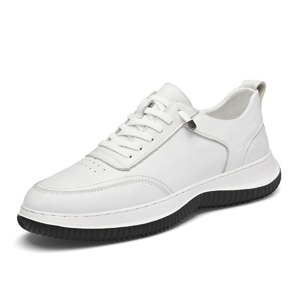 Men's Shoes Casual Leather Shoes Sports Casual Shoes Leather Surface Small White Hiking Off-road Sports Sole_vogvips.com