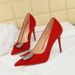 3265-K70 Banquet Dress High Heels Pointed Toe Shallow Mouth Satin Single Metal Rhinestone Bow Elegant Women's Shoes_vogvips.com