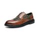 Euro Step Brogue British Style Business Casual Fashion Color Block Carved Pointed Leather Shoes For Men_vogvips.com
