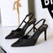 Satin Bow Thin Heel High Heels Pointed Head Light Mouth Rear Empty Bag Head Light Mouth Single Shoes_vogvips.com