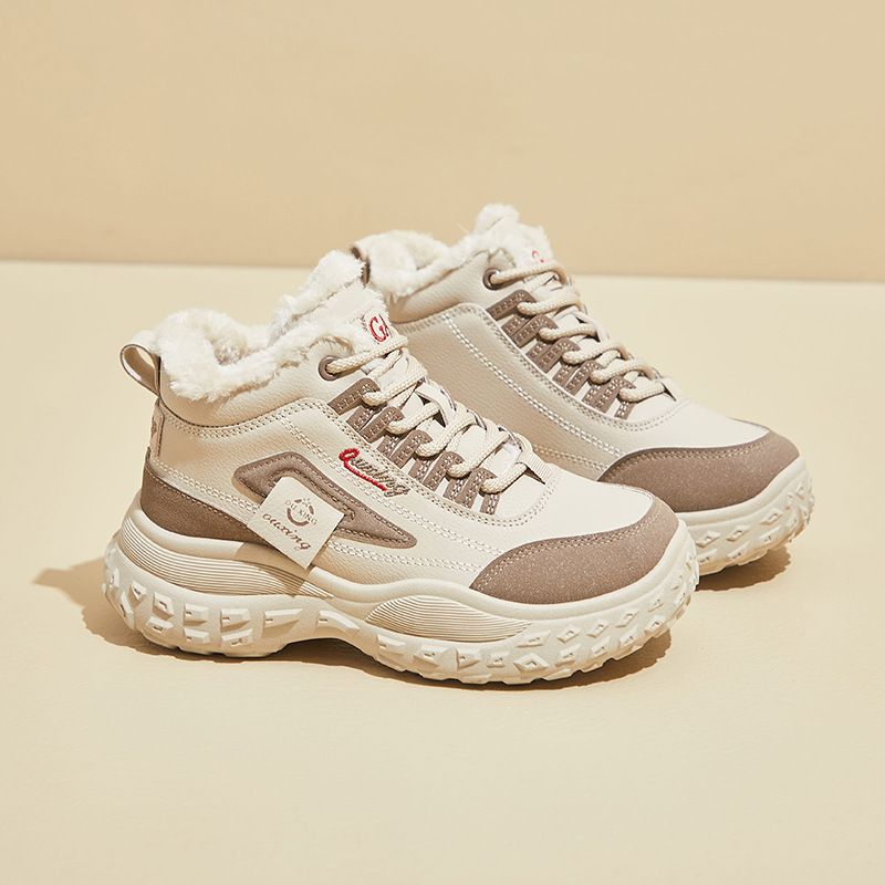 2025 Winter High-Top Fleece-Lined Dad Shoes New Korean Style Ins Female Student Height-Increasing Sports Warm Casual_vogvips.com