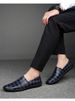 Doudou Shoes Men's Casual Leather Shoes Men's Shoes Embossed Plaid Shoes Lazy Men's Shoes_vogvips.com