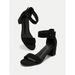 Big Size Thick Heels Women's New Retro Suede Black Round Head Open-toe Sandals_vogvips.com