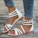 Cross-Border Flat Thick And Thin Cross-Strap For Women 2024 New Foreign Trade Large Size Casual Simple Beach Roman_vogvips.com