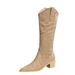 009-31 European And American Style Party Women's Chunky Mid-heel Pointed Suede Fashion Boots, Winter High Boots_vogvips.com