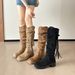 2025 Autumn Wasteland Style Tassel Knight Thick Heel Over-the-Knee Long Slimming Pile Mid-Calf Boots For Women_vogvips.com