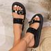 Plus Size Platform Beach Sandals For Women, Suitable For Outdoor Wear, Summer New Style Buckle Flip Flops_vogvips.com