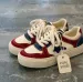 Womens Red Blue Star Patch Sneakers Thick Rope Laces Low Top Casual Shoes_vogvips.com