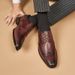 Euro Step Pointed Toe British Style Genuine Leather Business Formal Brogue Carved Men's Top Layer Cowhide Derby Shoes Casual_vogvips.com