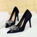 3391-H62 Light Luxury Feng Shui Diamond Butterfly Knot Women's Suede Look Thin Super High Heels Single Shoes_vogvips.com