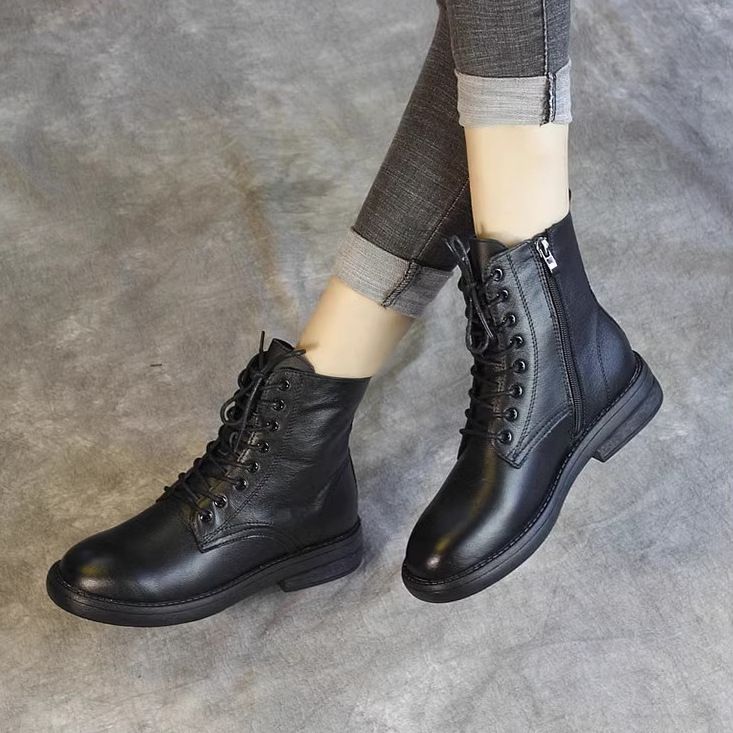European Warm Series 2025 Autumn Winter Women's Martin With Fleece New Versatile Trendy British Style Short Slim Boots_vogvips.com