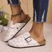 Summer New Style Flat Low Heel Floral Slip On Women's Casual Closed Toe Slip On, Export Style, Perfect For Matching Skirts_vogvips.com