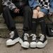 thick-soled Heightening Casual Board Shoes Couple Short Boots Niche Thick-soled High-top Casual Shoes Street Dance Shoes_vogvips.com