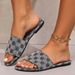 SHLIANG Summer New Women's Round Head Flat Soled Non-slip Slippers Woman Fashion Flowers Khaki Flats Sandals Female Zapatos De Mujer V0041_vogvips.com