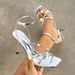 Factory Direct Sales Cross-border Foreign Trade Women's High-heeled Shoes With Gold Butterfly Design, PU Leather Square_vogvips.com