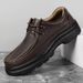 European Warm Series 2025 Men's Casual Top Layer Cowhide Thick Sole Height Increasing Middle-aged Lace-up Loafers Autumn Winter_vogvips.com