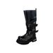 Women's Trendy Chunky Heel Boots Mid Calf Riding Boots With Metal Buckles For Winter Spring Fall Outfits Long Boots That Look Amazing With Skirts_vogvips.com