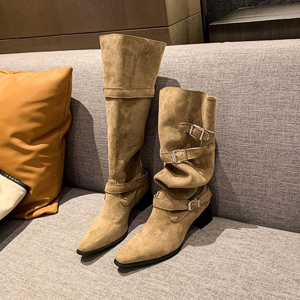 2025 Autumn Winter New Pointed Toe Thick Tube Over-the-Knee Long Boots High Heel Women's Shoes_vogvips.com
