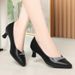 Women's Comfortable Low Heel Pointed Toe Slip-On Dress Shoes - Soft Leather Flats With Cushioned Insole For Everyday Wear Single Shoes_vogvips.com