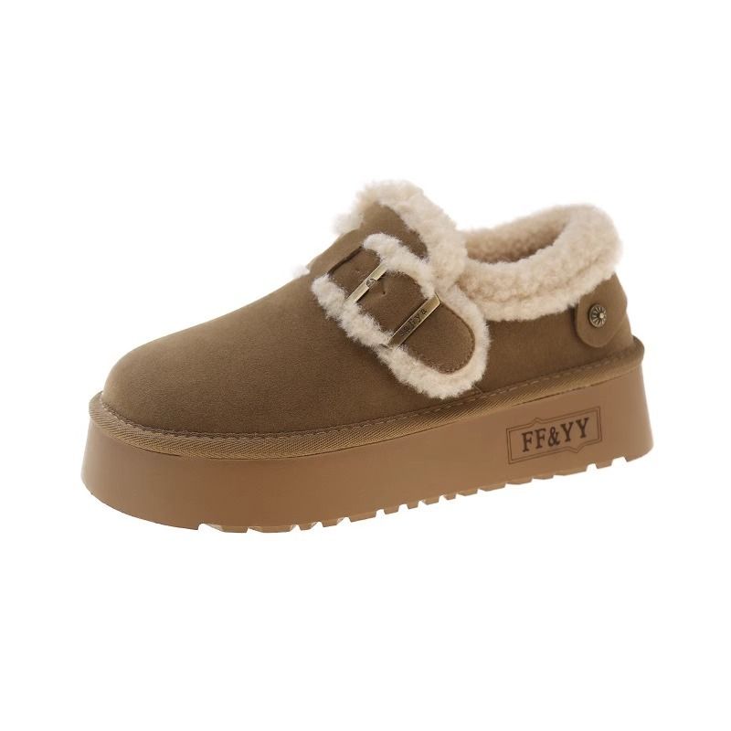 Women's Slip On Thick Soled Plush And Thickened Small Height Enhancing Warm Cotton Shoes_vogvips.com