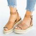 Women's Shoes Large Size Summer Wish Heel Buckle Sandals For Women Leopard Print Rope Braided Wedge Heel_vogvips.com