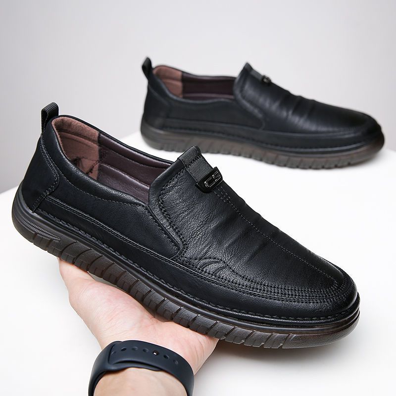 Unbeatable Quality Cow Tendon Spring New Business Casual One Foot Trendy Soft Soled Men's Leather Shoes_vogvips.com