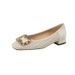 Women's Spring/Summer 2025 New Fashion Square Head, Middle Thick Heel, Hollow Out Breathable Water Diamond Rice White_vogvips.com