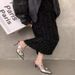 European And American Style Silver Niche Closed-toe Sandals For Women, New Spring/summer 2025 Pointed Toe Buckle_vogvips.com