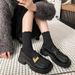 women S Square Small Leather New British Style Thick Heel Single Kick Casual Shoes Versatile_vogvips.com