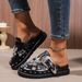 Women's Studded Decorative Mule Shoes, Slip In Slippers With Adjustable Buckles, Thick Cushioned Sole Western Casual Shoes, Suitable For Daily Wear_vogvips.com