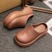 Super Popular Black Non Slip Height Enhancing Thick Soled Slippers For Women For Summer Outdoor Wear High Heeled Half Supported Closed Toe Slippers_vogvips.com
