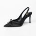 In Stock 26H3~ Elegant Bow High-heeled Shoes, 2026 New Style, Pointed Toe, Thin Heel, Satin Closed-toe Sandals_vogvips.com