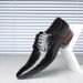 New Pointed Hairstylist Trendy Small Leather Glossy Stone Pattern British Korean Style Men's Shoes_vogvips.com