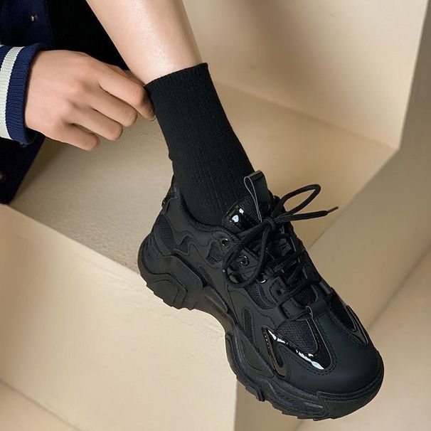 Women's New Thick Soled Versatile Breathable Dad Shoes Flat Sports Shoes White Shoes_vogvips.com