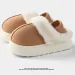 Women's Faux Fur Platform Slippers Suede Shoes Autumn And Winter Indoor Home Use Fleece Lined Warm Thick Soled Non Slip_vogvips.com