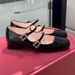 2026 Spring New Mary Jane With Chunky Toe, High Heel, Square Buckle, Rhinestone, Patent Leather Women's Shoes_vogvips.com