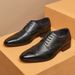 Euro Step Pointed Toe British Style Genuine Leather Business Formal Brogue Carved Men's Top Layer Cowhide Derby Shoes Casual_vogvips.com