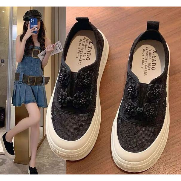Trendy New Chinese-style Breathable Embroidered Sneakers 2024 For Women, Summer Casual Sweet Versatile Niche Retro Mesh_vogvips.com