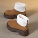 Winter Genuine Leather Women's With Fur Lining, Thick Sole, Height Increasing For Women, Fleece Lined, Thickened,_vogvips.com